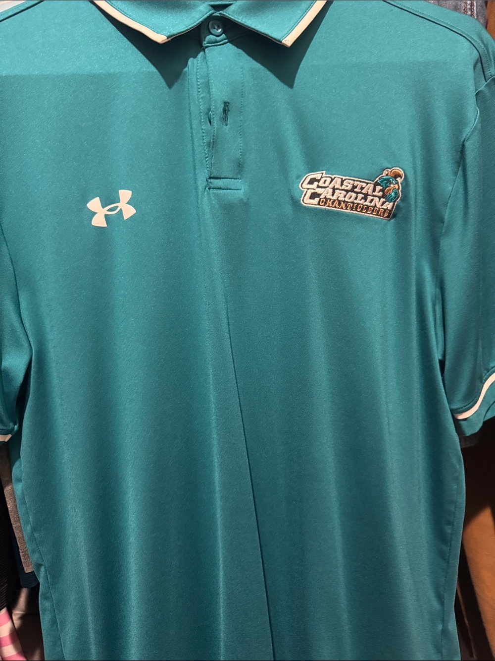Under Armour Teal Coastal Carolina Polo with Logo